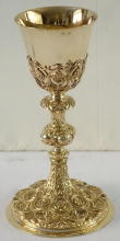 Solid silver gilt antique French Gothic Chalice.